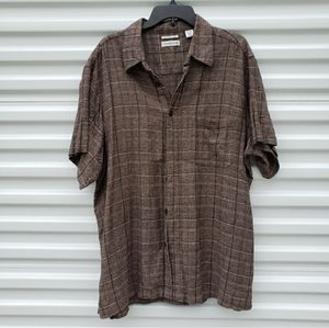 Chereskin linen blend plaid button down shirt